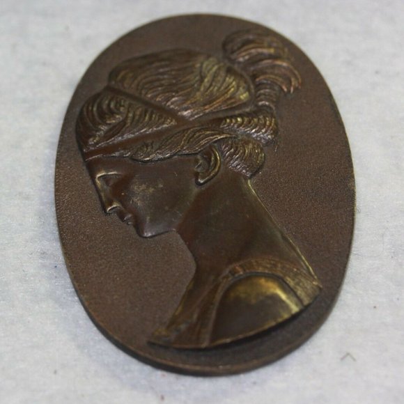 Brass Syntex Paperweight ART NOUVEAU Memorette Advertising Vintage  RARE!  #23 - Picture 1 of 4